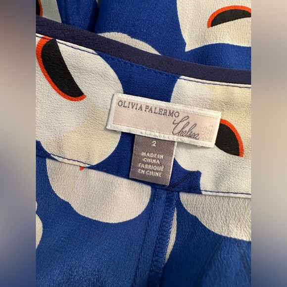 OLIVIA PALERMO x Chelsea28 Nordstrom Blue Poppy Culottes Silk Wide Leg Pants - Picture 11 of 14